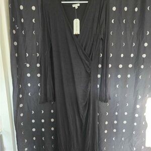 Earthbound long sleeve black wrap dress womens XL new with tags